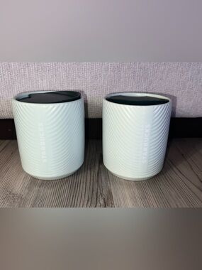 (2) Starbucks 8 oz New Mint Green Cup Coffee Tea Travel Cup Mug